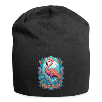 Flamingo Spirit Tier Mandala Traumfänger Design - Jersey-Beanie - Schwarz - Vorne