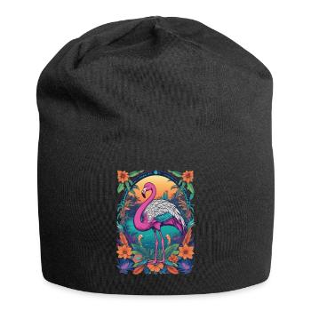 Afrika Flamingo Spirituelles Mandala Design - Jersey-Beanie - Schwarz - Vorne