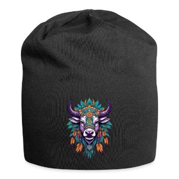 Kuh Spirituelles Mandala Design - Jersey-Beanie - Schwarz - Vorne