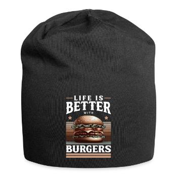 Burgers and joie de vivre motif - Jersey Beanie - black - Front