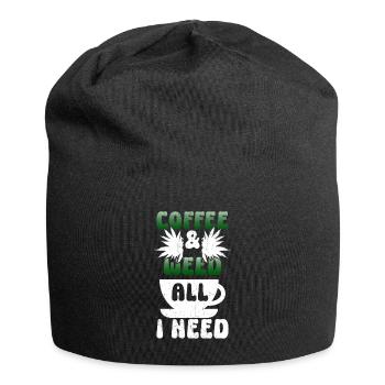 Weed Coffee Cannabis Stoner Koffein Ganja - Jersey-Beanie - Schwarz - Vorne