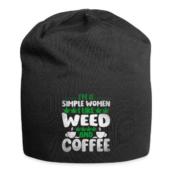 Weed Coffee Cannabis Stoner Koffein Ganja - Jersey-Beanie - Schwarz - Vorne