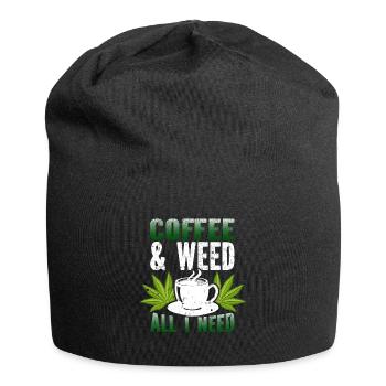 Weed Coffee Cannabis Stoner Koffein Ganja - Jersey-Beanie - Schwarz - Vorne