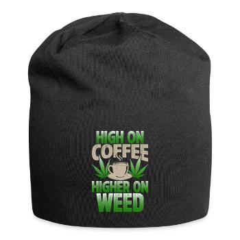 Weed Coffee Cannabis Stoner Koffein Ganja - Jersey-Beanie - Schwarz - Vorne