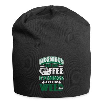 Weed Coffee Cannabis Stoner Koffein Ganja - Jersey-Beanie - Schwarz - Vorne
