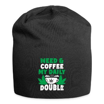 Weed Coffee Cannabis Stoner Koffein Ganja - Jersey-Beanie - Schwarz - Vorne