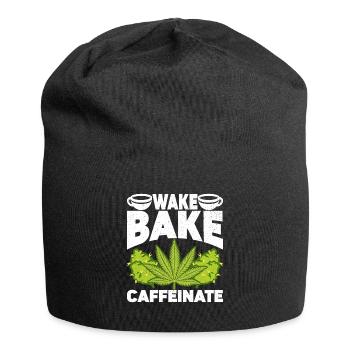 Weed Coffee Cannabis Stoner Koffein Ganja - Jersey-Beanie - Schwarz - Vorne