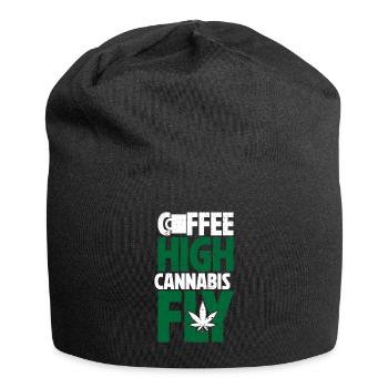 Weed, Café, Cannabis, Stoner, Caféine, Ganja - Bonnet en jersey - noir - Devant