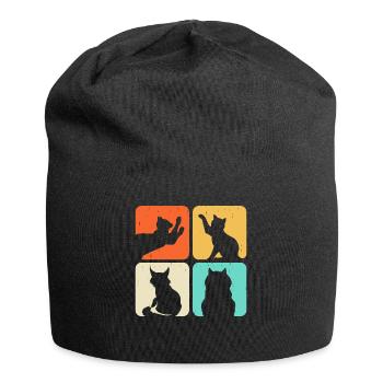 Cat Motif - Jersey Beanie - black - Front