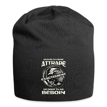 Pêche à la Bière - Cadeau pêcheur humour - Bonnet en jersey - noir - Devant