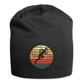 Sonnenlauf - Eleganz in Bewegung - Jersey-Beanie - Schwarz - Vorne
