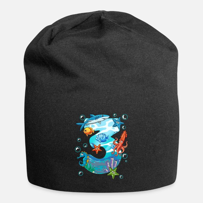 3e anniversaire créatures marines - Bonnet en jersey - noir