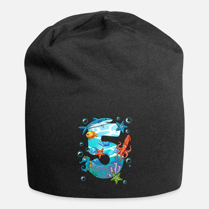 5. Geburtstag Meerestiere - Jersey-Beanie - Schwarz
