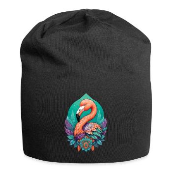Flamingo Dream Catcher Feathers Mandala Design - Jersey Beanie - black - Front