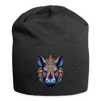 Nashorn Spirituelles Mandala Design - Jersey-Beanie - Schwarz - Vorne