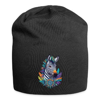 Conception de Mandala zèbre avec des symboles spirituels - Bonnet en jersey - noir - Devant