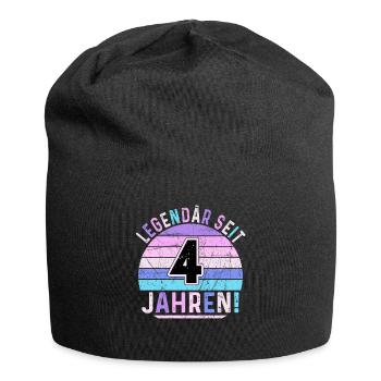 4 Years Gift 4th Birthday Boy Girl - Jersey Beanie - black - Front