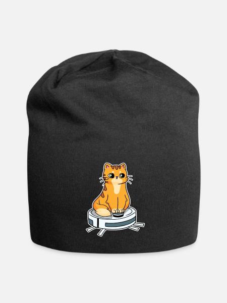 Saugroboter mit Katze Saugerroboter - Jersey-Beanie - Schwarz