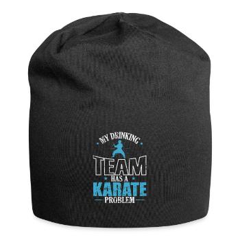Mon équipe de beuverie a un problème de karaté - Bonnet en jersey - noir - Devant