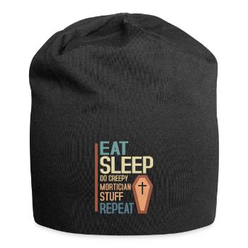 Eat Sleep Do Creepy Mortician Stuff Repeat Coffin - Jersey-Beanie - Schwarz - Vorne