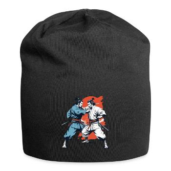 Samurai Bild Retro Samurai Ukiyo-E Vintage Design - Jersey-Beanie - Schwarz - Vorne