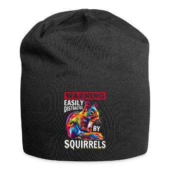 Animal Warning: Easily Distracted By Squirrels - Jersey-Beanie - Schwarz - Vorne