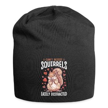 Funny Squirrel Animal Can't Resist Squirrels - Jersey Beanie - black - Front