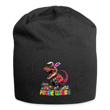 Dinosaur Trex Boys Easter Basket Easter Bunny - Jersey Beanie - black - Front