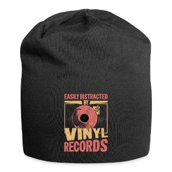 Easily Distracted By Vinyl Records Vintage Fan Tur - Jersey-Beanie - Schwarz - Vorne