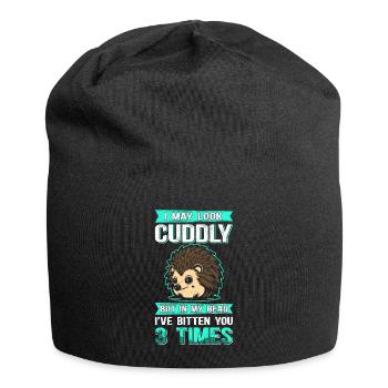 Hérisson, amant de hérisson, cadeau hérisson drôle - Bonnet en jersey - noir - Devant