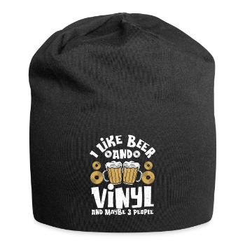 I Like Beer And Vinyl And Maybe 3 People Vintage F - Jersey Beanie - black - Front