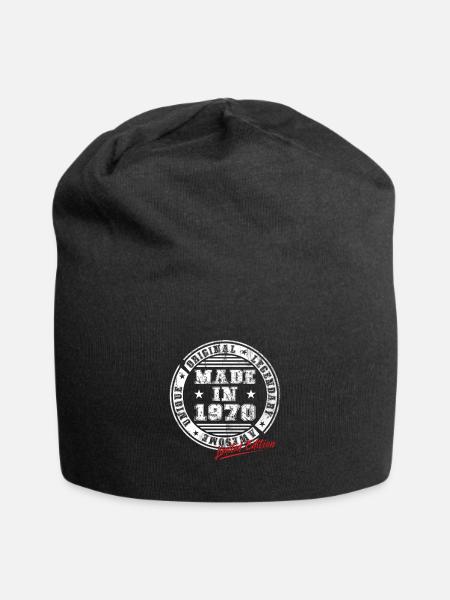 Retro Patch Jahrgang 1970 Geburtstag Geschenk - Jersey-Beanie - Schwarz