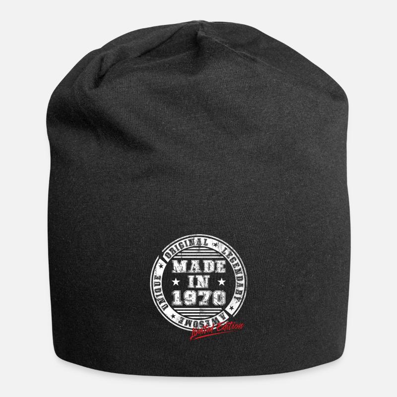 Retro Patch Jahrgang 1970 Geburtstag Geschenk - Jersey-Beanie - Schwarz