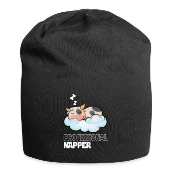 Professinonal Napper Cow Sleeping Late Riser - Jersey Beanie - black - Front