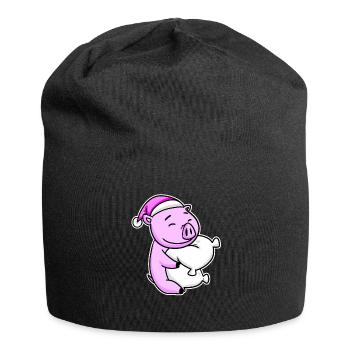 Pig Tired Sleeping Sleeping Girl - Jersey Beanie - black - Front