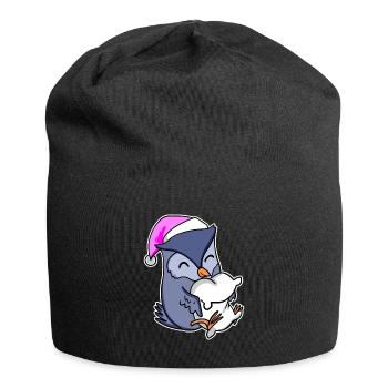 Owl Tired Sleeping Sleep Girl - Jersey Beanie - black - Front