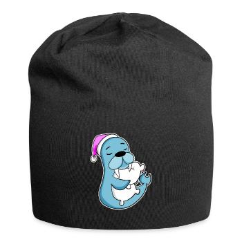 Sea Lion Tired Sleeping Sleeping Girl - Jersey Beanie - black - Front
