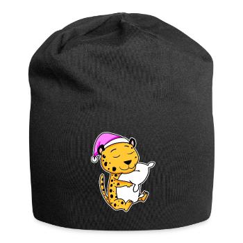 Cheetah Tired Sleeping Sleeping Girl - Jersey Beanie - black - Front
