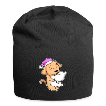 Dog Tired Sleeping Sleeping Girl - Jersey Beanie - black - Front