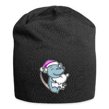 Mouse Tired Sleeping Sleep Girl - Jersey Beanie - black - Front