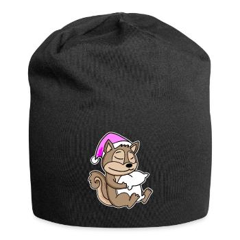 Squirrel Tired Sleeping Sleeping Girl - Jersey Beanie - black - Front