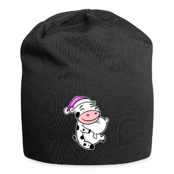 Cow Tired Sleeping Sleeping Girl - Jersey Beanie - black - Front