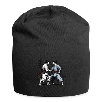 Samurai Picture Ukiyo-E Retro Vintage Streetwear - Jersey Beanie - black - Front