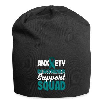 Teal Ribbon PTSD Stress Anxiety Disorder - Jersey Beanie - black - Front