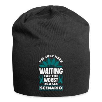 Teal Ribbon PTSD Stress Anxiety Disorder - Jersey Beanie - black - Front