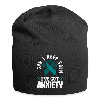 Teal Ribbon PTSD Stress Anxiety Disorder - Jersey Beanie - black - Front