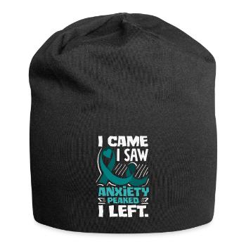 Teal Ribbon PTSD Stress Anxiety Disorder - Jersey Beanie - black - Front