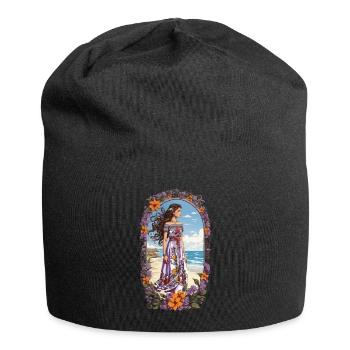 Spanische Schönheit Vintage Blumen Bohemian - Jersey-Beanie - Schwarz - Vorne