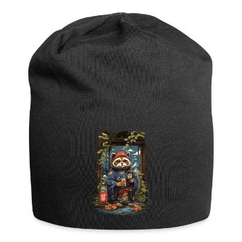 Vintage Art raton laveur chien saké japonais - Bonnet en jersey - noir - Devant