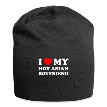 i love my hot asian boyfriend - Jersey-Beanie - Schwarz - Vorne